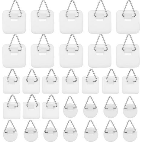 30 unsichtbare Klebehaken zur Wandmontage, Bilderrahmen-/Fotobefestigung ohne Bohren, stabile Wandbefestigung (1/5)