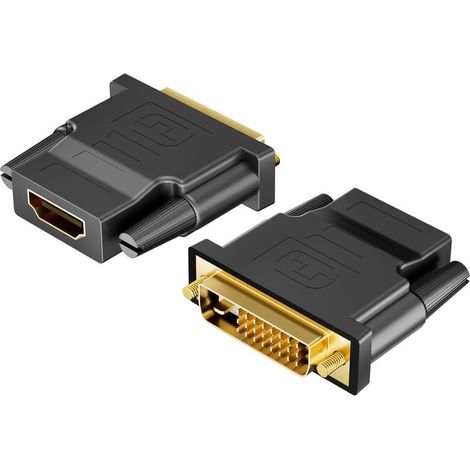 2 Pack Adaptateur DVI vers HDMI, Bidirectionnel Plaqué Or, 1920x1200 1080P, pour PC, Portable, Projecteur (1/5)