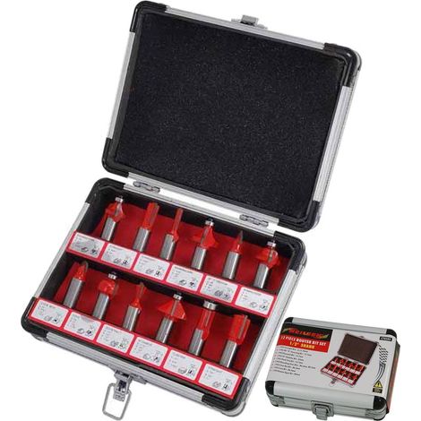 Neilsen 12pc Edge Cutting Router Bits Shank Grooving Rounding Bit Set 1/2"