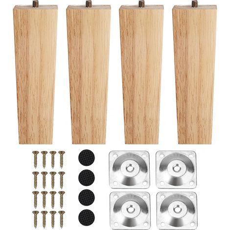 Lot de 4 Pied De Meuble Bois Massif, Pied de lit, Pied de Table Bois de Remplacement pour canapé Pieds de lit Fauteuil Table de Nuit Meuble TV(15cm) (1/5)