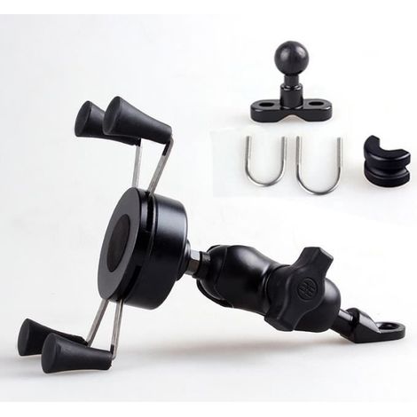 Support de téléphone mobile Moto tricycle véhicule électrique Porte-lentille de guidon type X pour navigation Équitation -Noir (1/4)