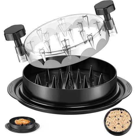 8-inch Chicken Grinder, Chicken Shredder with Transparent Lid and Ergonomic Handles, Manual Grinder, Non-Slip Base, Easy to Clean, Ideal for Chicken, Pork, Beef (1/5)
