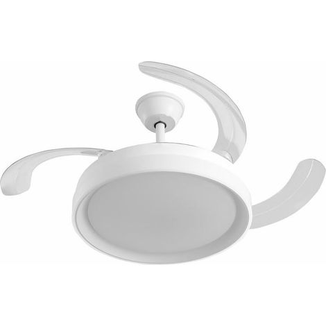 Ventilador de techo con luz LED 70W Blanco, 3 tonalidades, aspas retráctiles, 6 velocidades, control remoto, memoria, temporizador, silencioso y bajo consumo (1/5)