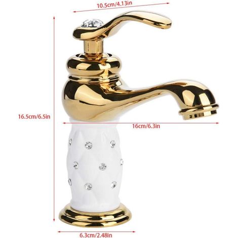 Rubinetto di lusso in ottone per lavabo da bagno, miscelatore monocomando per acqua calda e fredda, ideale per lavanderie e camper, colore oro - ALTRO (1/3)
