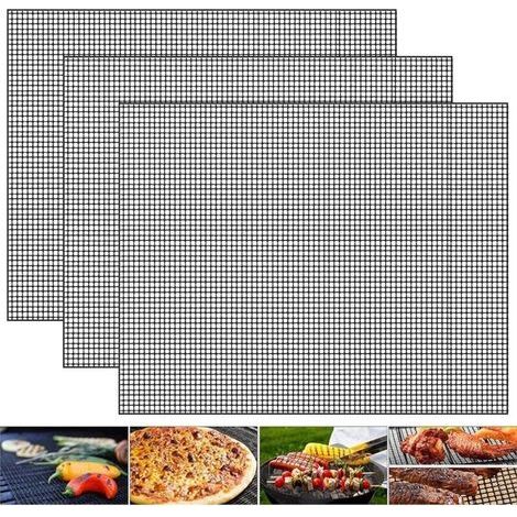 Set barbecue Sollbry da 3 pezzi, tappetino antiaderente nero, accessori per grigliare riutilizzabili in rete resistente al calore per verdure e frutti di mare (1/4)