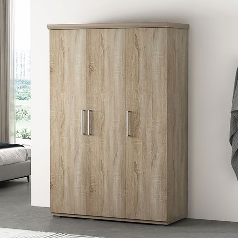 Armoire 3 portes 120x52x183 cm décor chêne - MIKE
