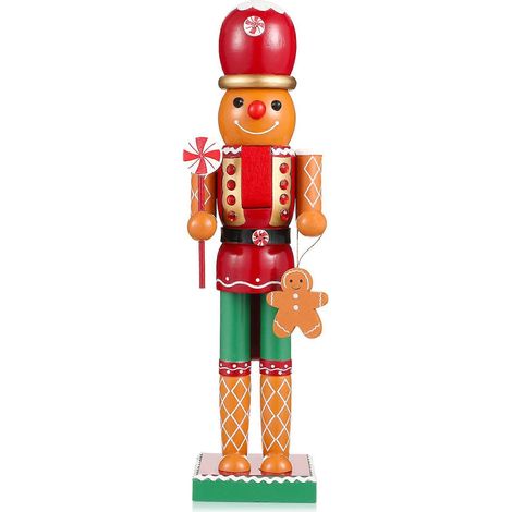 Décoration de Noël en bois, casse-noisette et bonhomme en pain d'épice, décoration de bureau, 35 x 10 x 8 cm, 1 pièce. (1/5)
