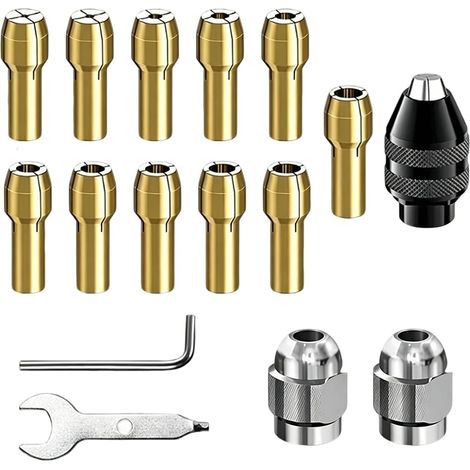 Mandrin Perceuse Laiton 16 pcs Pince De Serrage Pour Mini Perceuse Outil (1/5)