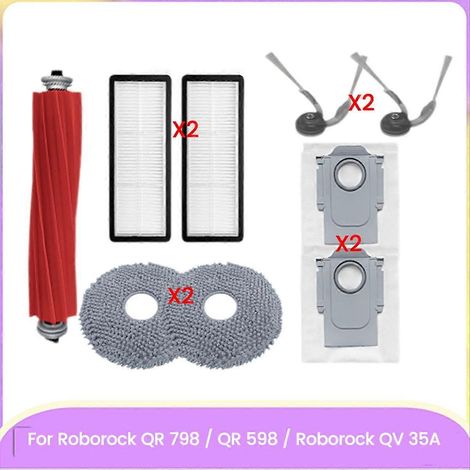 Pièces détachées pour QR 798 / QR 598 / 35A : Brosse latérale principale, filtre HEPA, sac à poussière, chiffon de nettoyage efficace (1/5)