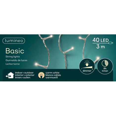 Lumineo LED Lichterkette Basic transparent 3 Meter 40 Lichter - warmweiß (1/5)