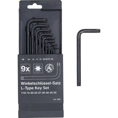 Jeu de Clés Allen Profil en T Torx T10-T50 - 9 pcs - Acier Résistant et Pratique - D-Work