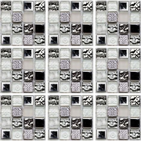 Choyclit – Stickers mosaïque carrelage mural 15x15cm – Lot de 10 pièces – Imperméables et résistants à l'eau – Faciles à appliquer (1/5)