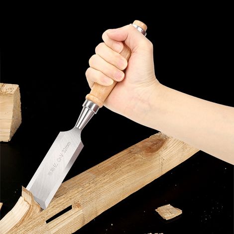 Ciseau plat pour la menuiserie, outil de coupe à manche en bois, accessoire industriel durable, acier au chrome-vinyle, 32 mm (1/5)