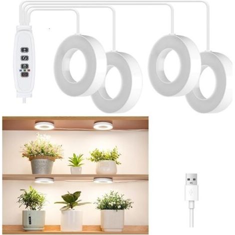 4er-Pack LED-Pflanzenlampen, Gartenbaulampen, Pflanzenlampen mit Timer, 48 LEDs, 3 Lichtmodi, USB-Anschluss, 10 Helligkeitsstufen für Zimmerpflanzen und Setzlinge (1/5)