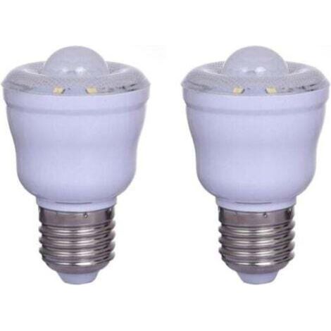 Lot de 2 Ampoules à détecteur de mouvement PIR avec Culot E27,2W, Blanc Chaud 3000K, Veilleuse Automatique On/Off,Cour AC 220-240V,Non dimmable (1/4)