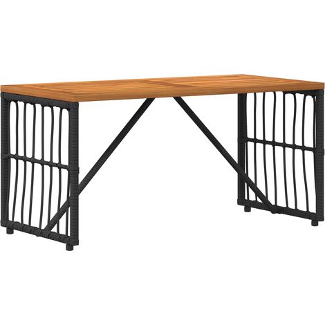 Mesa de exterior Negro 80 x 40 x 40 cm Acero y Poliratán vidaXL