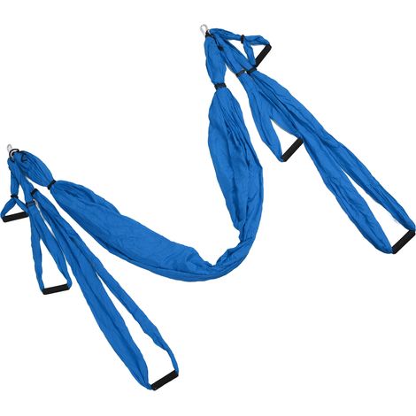 Ensemble de balançoire pour yoga aérien en polyester et coton, réglable, améliore la flexibilité, hamac de yoga pour exercices physiques, bleu foncé (1/5)