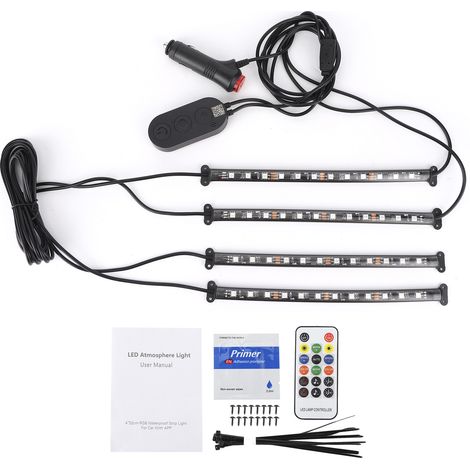 Bande lumineuse d'ambiance intérieure dynamique, 4 bandes LED RGB décoratives, contrôle à distance par téléphone via application Bluetooth (1/5)