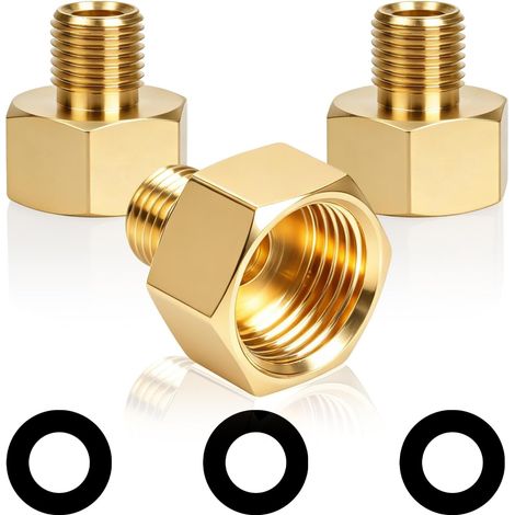 Lot de 3 adaptateurs de gaz 1/2" droite vers 1/4" gauche pour cuisinière à gaz GPL avec 3 joints en caoutchouc, connecteurs en cuivre pour raccords de tuyaux à gaz, réchaud à gaz, réchaud tabouret (1/5)