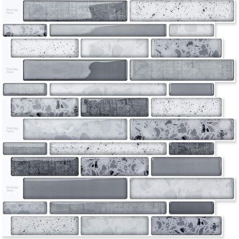 Carrelage adhésif mural vinyle 30x30cm – Lot de 10 pièces – Résistant à l'humidité – Design marbre pour cuisine et salle de bain
