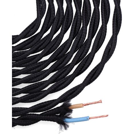 Textilkabel Geflochten 2x0,75mm C-41 Schwarz Seide 5m (1/3)