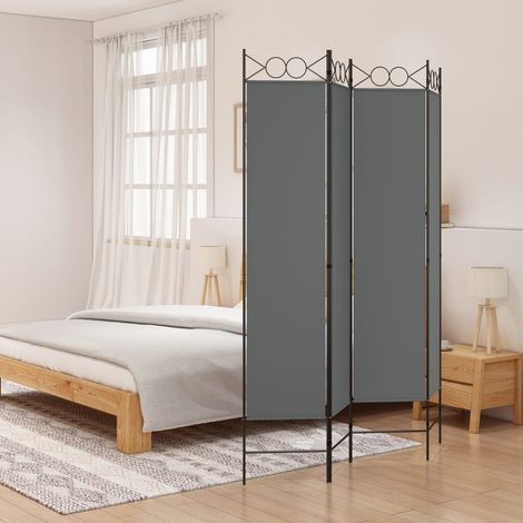 4-tlg. Paravent Anthrazit 160x200 cm Stoff vidaXL521358