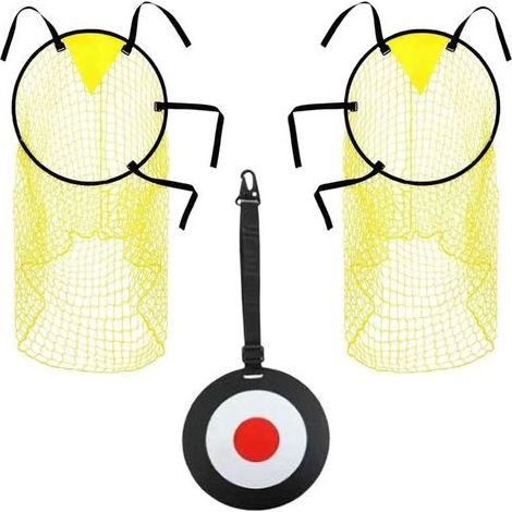 Lot de 3 bacs supérieurs de cibles de football avec filet de but, équipement d'entraînement de football portable avec sangles réglables, entraînement de précision de tir de football pour les coups (1/5)