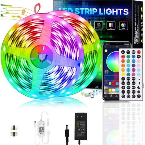Bande LED, Ruban LED, Bandes Lumineuses, Bluetooth, RGB, 15M, 18 lumières/M, télécommande infrarouge, Bareboard RGB, KINSI (1/5)