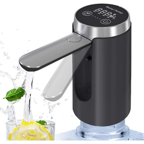 Distributeur d'eau noir de 5 gallons (19 litres) - Pompe à eau rechargeable - Buse pliable - Écran LED intelligent et résistant (1/5)
