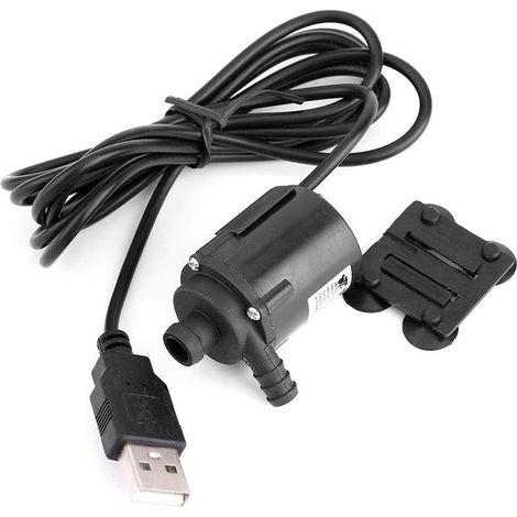 Pompe à eau USB micro sans balais, mini pompe à eau submersible ultra silencieuse, micro pompe à eau de refroidissement pour fontaine, aquarium, circulation DC4V-6V 0,6-1. (1/4)