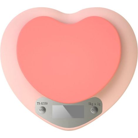 Balance de cuisine électronique avec écran LCD en forme de cœur Rose 5 kg (1/5)