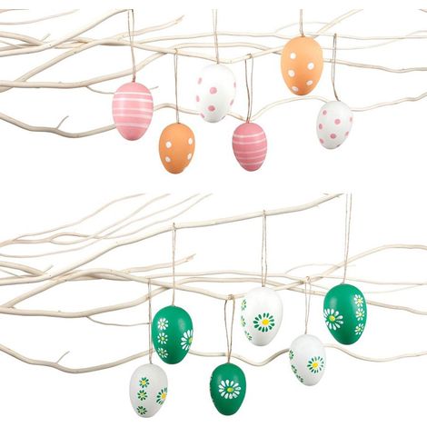 Kunststoff Ostereier Bunt 6er-Set Strauchhänger Kunststoff zum Aufhängen Ostern (1/4)