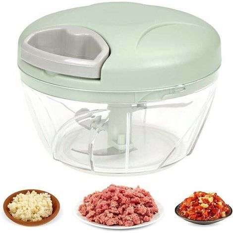 Green Manual Onion Chopper, Onion Cutter, Onion Slicer, Stainless Steel Blades, Easy to Clean Manual Onion Cutter for Vegetables, Fruits and Salad (520ml) (1/4)