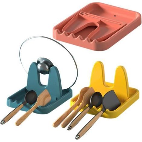 Lot de 3 étagères à cuillères pliables en plastique pour ustensiles de cuisine multifonctions, support pour cuillères (1/4)