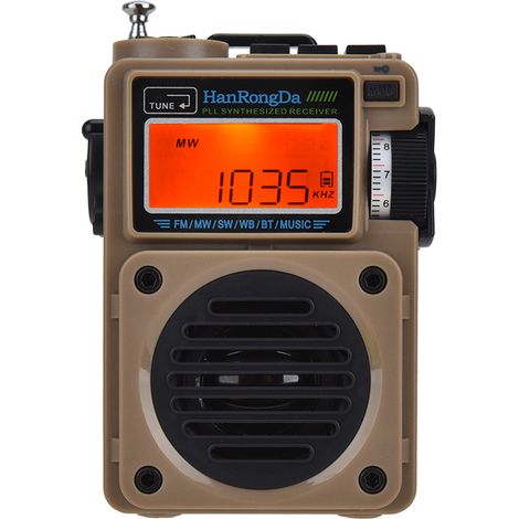 HRD - 701 SW Radio Tragbarer Bluetooth-Lautsprecher, wiederaufladbarer Musikplayer, Vollband-FM-am-SW-WB-Radio, Bluetooth-Unterstützung, TF-Kartenwiedergabe, Wecker mit 6 EQ und NOAA-Alarm (grau)