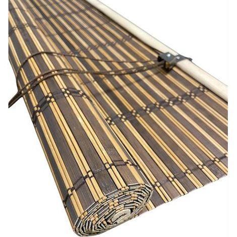 Tapparella in Listelli di Bambu' 100x160H cm Midollino Marrone Scuro con carrucola Marisa