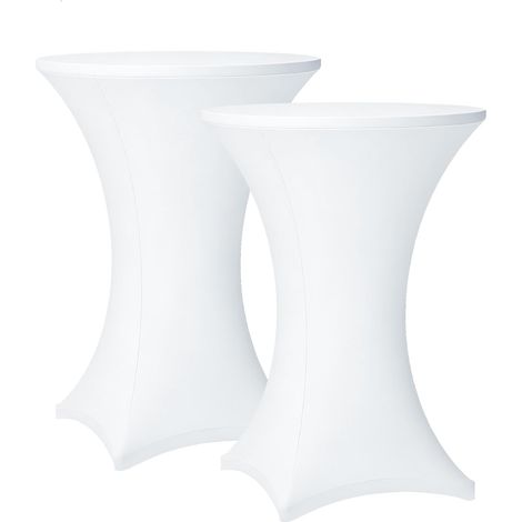 Lot de 2 housses pour table haute – 80 x 110 cm – Nappes rondes extensibles en élasthanne pour fêtes (1/4)