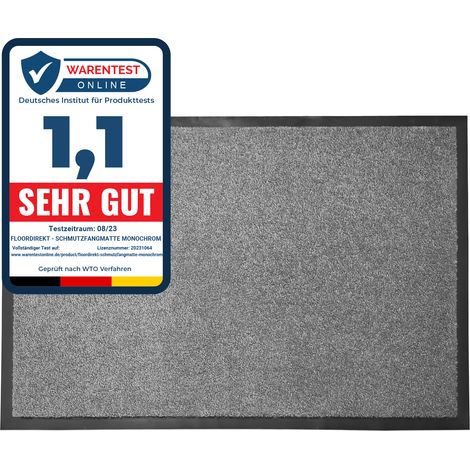 Tapis de Porte Paillasson d'entrée Monochrom Gris argent 120 x 180 cm