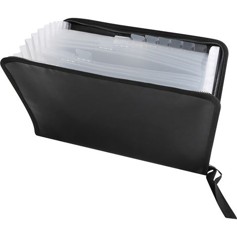 Pochette de rangement 12 pochettes étanche ignifuge pour documents classeur transparent usage scolaire bureau (1/5)