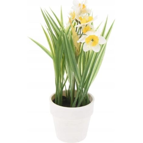 Fleurs décoratives artificielles dans un pot blanc de 23 cm