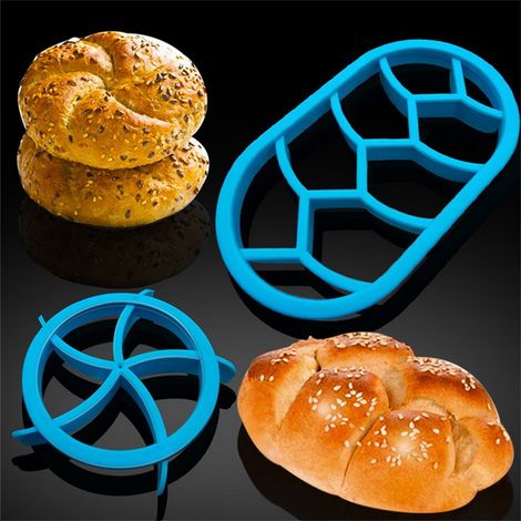 Set mit 2 Teigformen, Brotpresse, Kunststoffausstechern für Backwalzen (1/5)