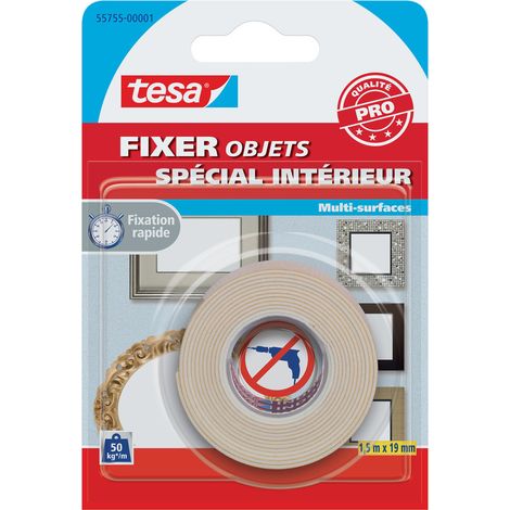 Fixer Objets - Doppeltes Innenklebeband 1,5 m x 19 mm - Tesa