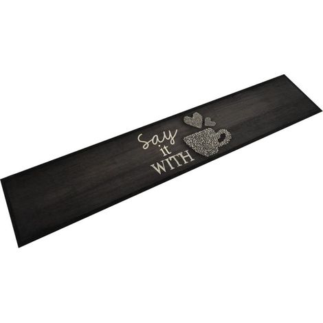 Tapis de cuisine lavable-Tapis de salon-Tapis Chambre imprimé tasse noir 60x300 cm velours 302933 (1/5)