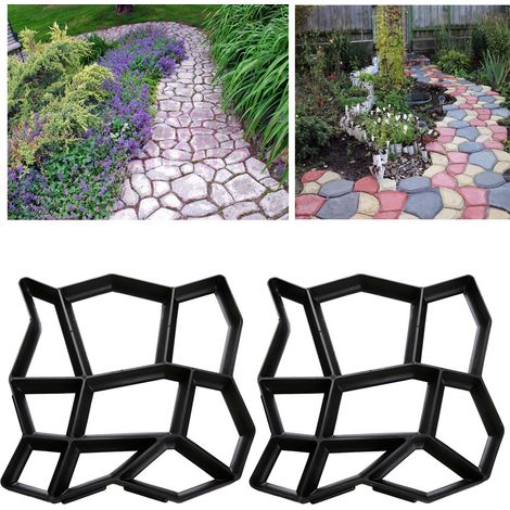 SWANEW Stampo per calcestruzzo da 2 pezzo, stampo per vialetto Strumenti per stampi per pavimentazione di vialetto per patio in cemento, 43x43x4 cm