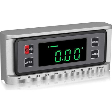 Inclinomètre Rapporteur Numérique avec Échelle Boîtier de Niveau 4 × 90 ° avec Base Magnétique à Rainure en V LED Rapporteur d'Angle Étanche Détecteur d'Angle Niveau Biseau (1/4)