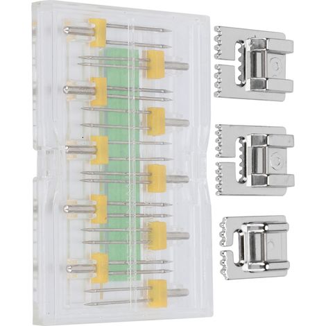 Pied presseur double aiguille, plusieurs tailles, outils pour machines à coudre domestiques, avec boîte en plastique (1/5)