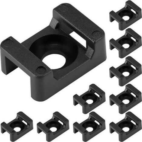 100PCS Base de Attache Câble en Plastique Noir pour Attaches de Câble de 9 mm - Organisateur de Câbles avec Trou de Vis (1/4)