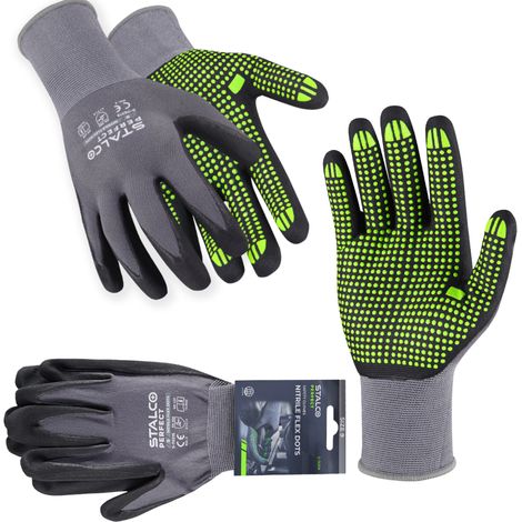 Rękawice Nylonowe Robocze NITRILE FLEX DOTS 9” SALCO PERFECT PROFESJONALNE