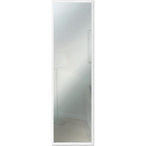 Lupia Specchio da parete moderno 34x114 cm Mirror OPTICAL Bianco, con cornice bianca sottile in legno, design lungo, specchiera per camera da letto, soggiorno, ingresso, verticale (1/4)