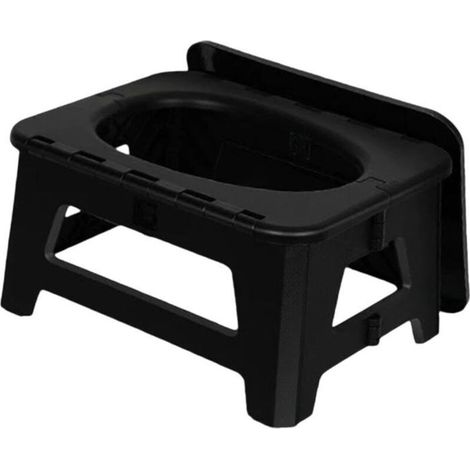 Toilettes pliantes de camping - PZCC - Toilettes pliantes camping - Supporte 100 kg - Design compact - Polypropylène noir (1/4)